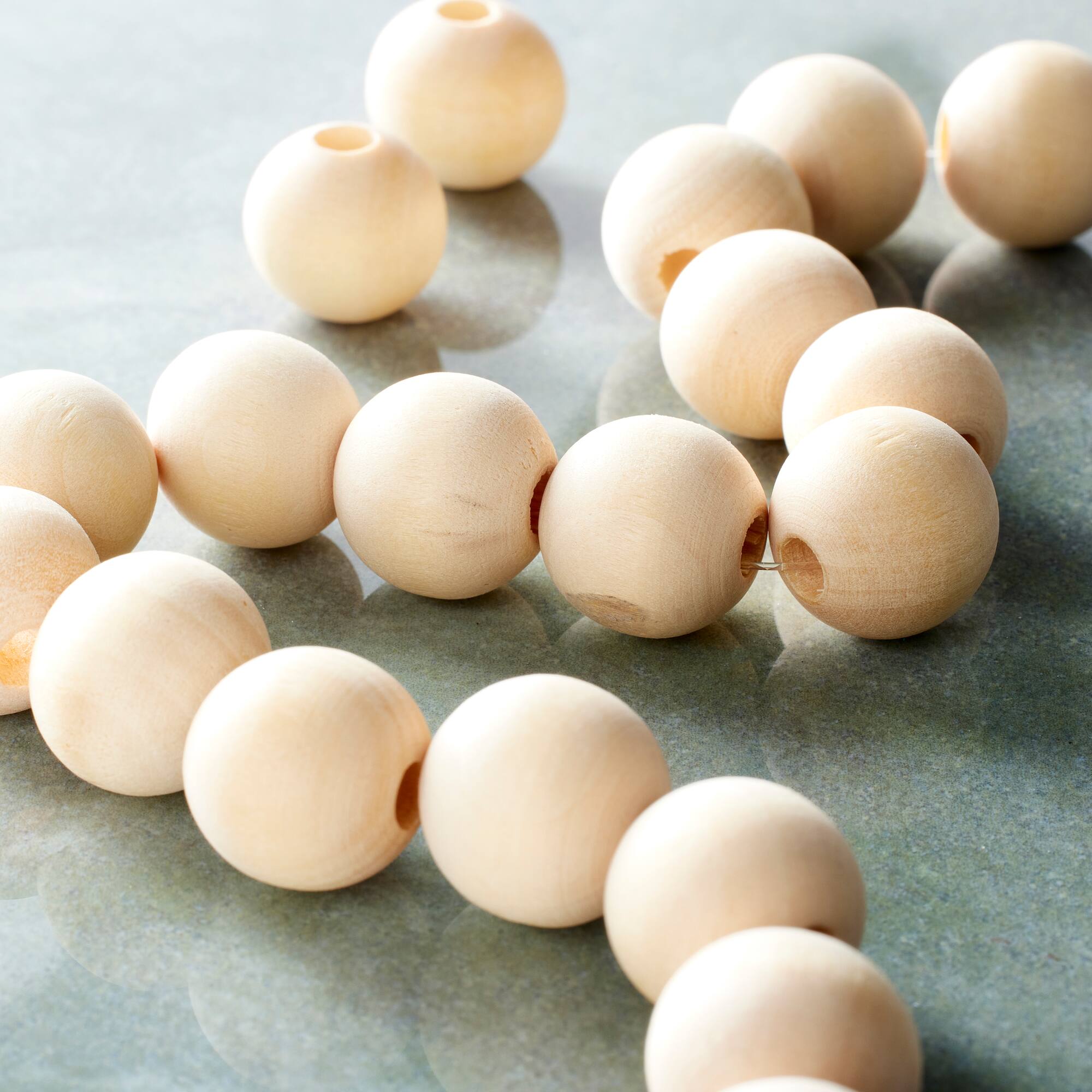 Natural Wooden Round Beads, 15mm by Bead Landing™